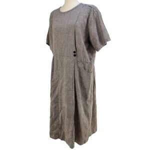 Flax | Dresses | Flax Linen Woven Plaid Check Short Sleeve Dress | Poshmark